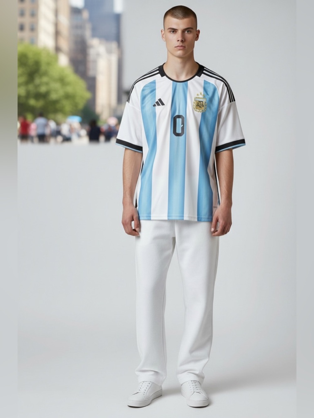 Adidas White & Light Blue Argentina Soccer Jersey